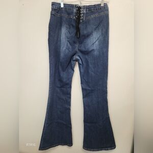 S.O.N.G. Lace Up Back Fit & Flare Jeans  Juniors 13/31 Flare Boho